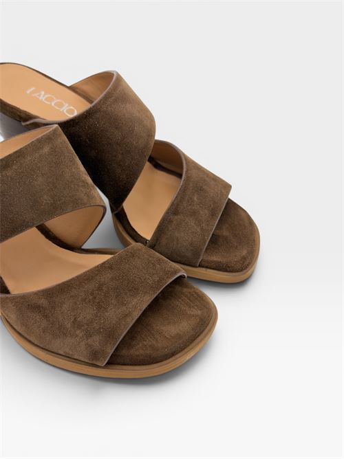 Ciabatte con tacco marroni effetto suede da donna IL LACCIO | PERLA05VELOURCHOCCOLATE